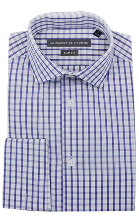 chemise demi-mesure slimfit violet carreaux