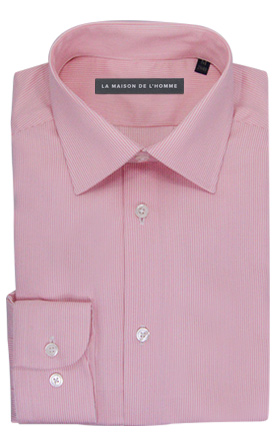 chemise demi-mesure rose à fines rayures