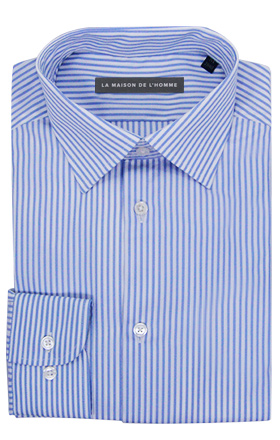 chemise demi-mesure bleu clair rayures