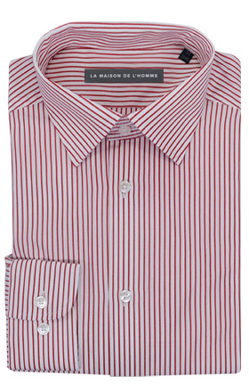 chemise demi-mesure blanche rayures rouge