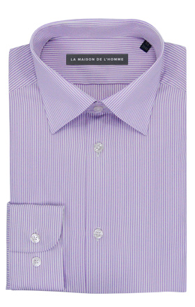 chemise demi-mesure violet fines rayures