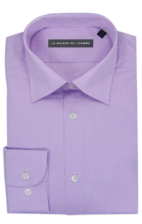 chemise demi-mesure violet carreaux