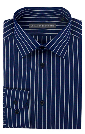 chemise demi-mesure bleu foncé rayures