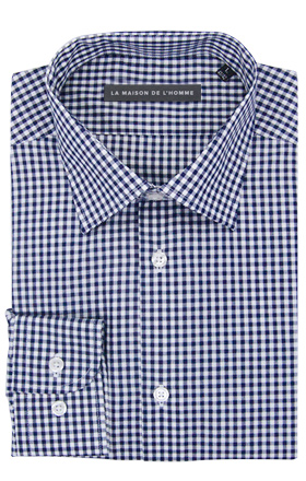 chemise demi-mesure bleu à carreaux