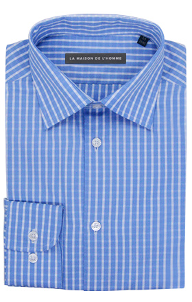 chemise demi-mesure bleu à carreaux