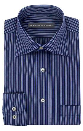 chemise demi-mesure bleu rayure ton sur ton