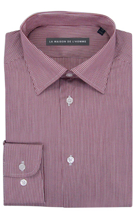 chemise demi-mesure rouge rayure fine